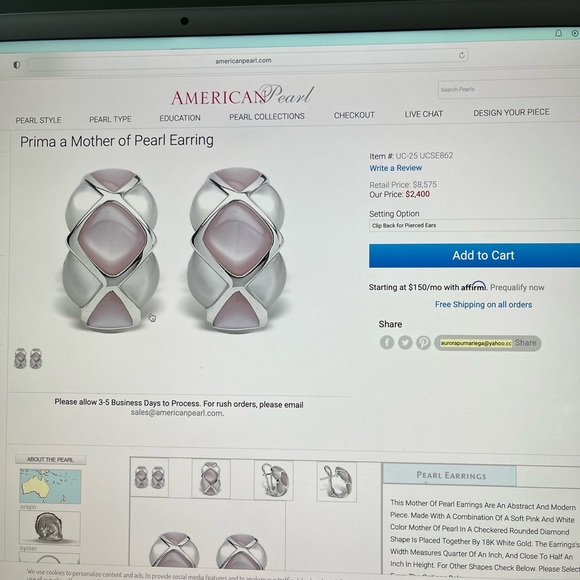 Authentic Mother of Pearl earrings - Picture 9 of 11